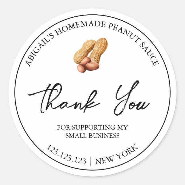Simple Homemade Peanut Sauce Thank You Label (Front)