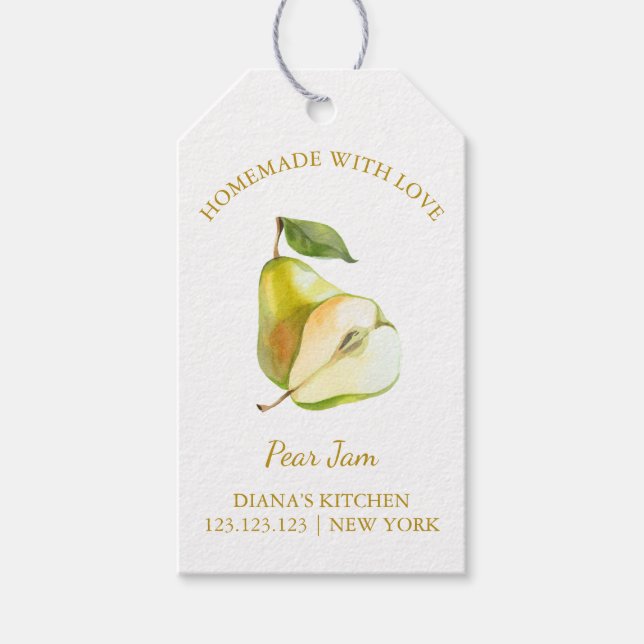 Simple Homemade Pear Jam Hang Tag l White (Front)