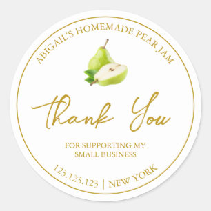 Simple Homemade Pear Jam Thank You Label