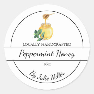 Simple Homemade Peppermint infused Honey Label