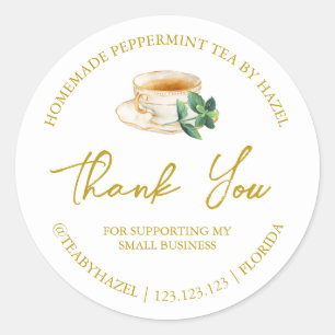 Simple Homemade Peppermint Tea Thank You Label