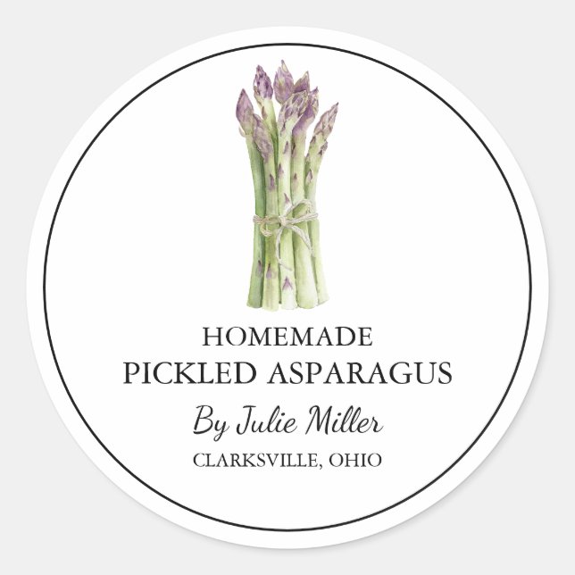 Simple Homemade Pickled Asparagus Label (Front)