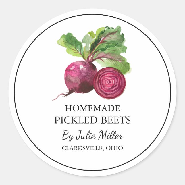 Simple Homemade Pickled Beet Label (Front)