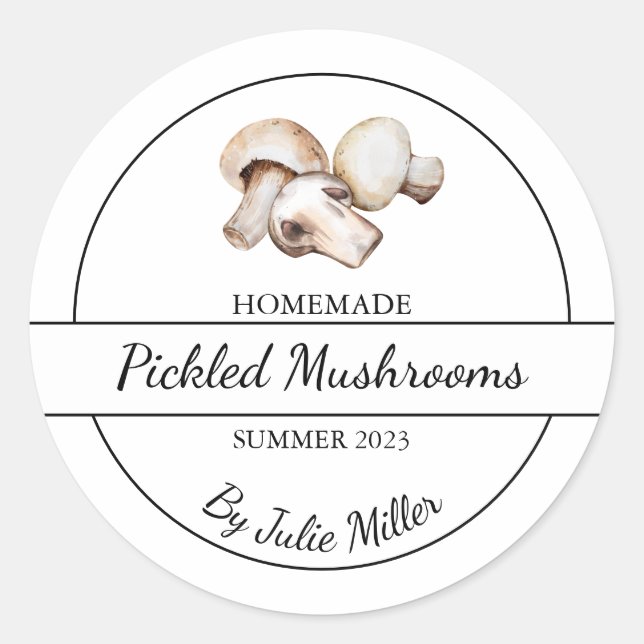 Simple Homemade Pickled Mushrooms Label (Front)