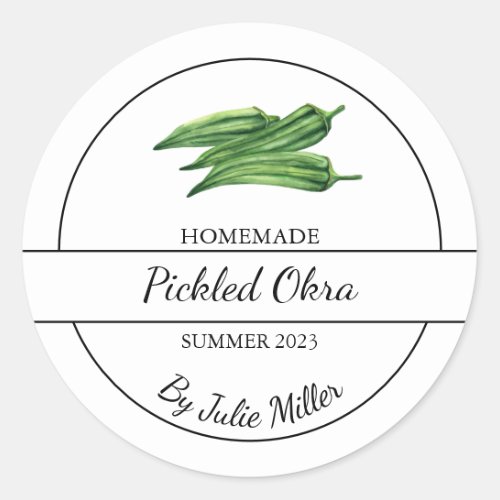Simple Homemade Pickled Okra Label