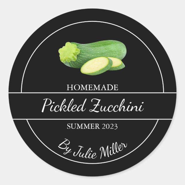 Simple Homemade Pickled Zucchini Label (Front)