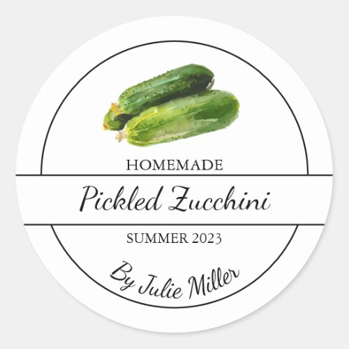Simple Homemade Pickled Zucchini Label