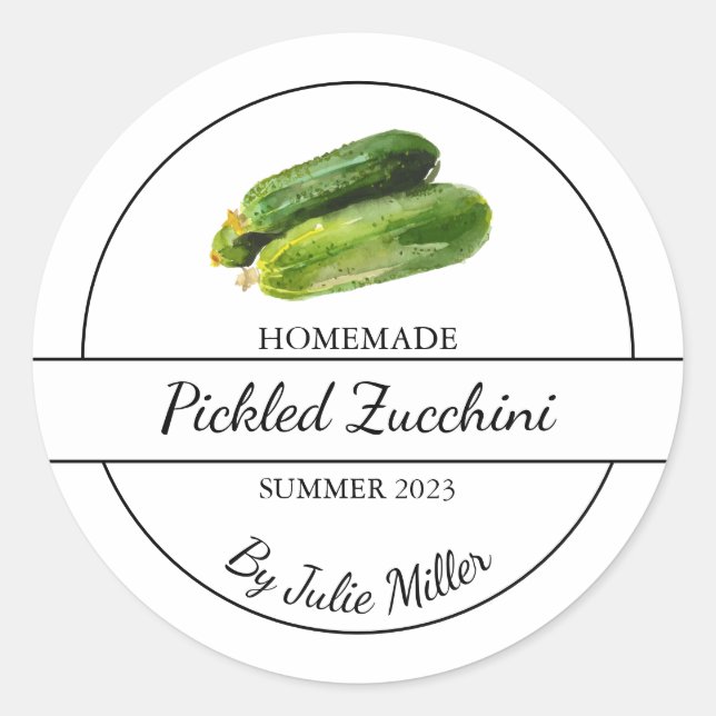 Simple Homemade Pickled Zucchini Label (Front)