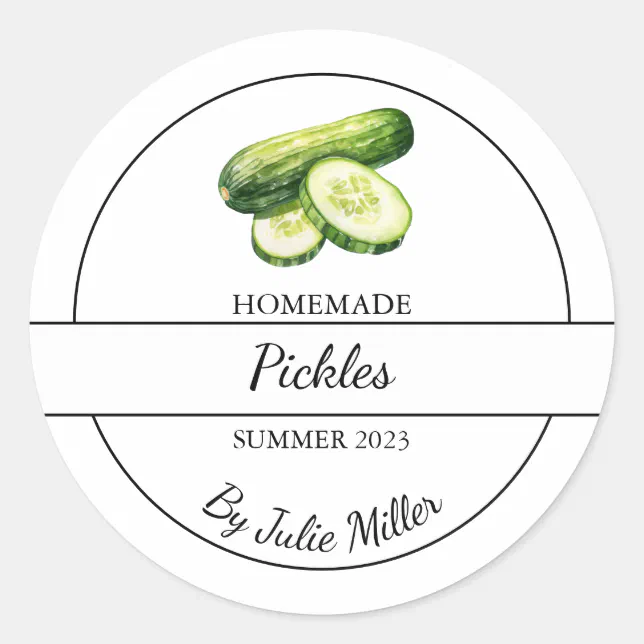 Homemade Pickle Sign Simple Homemade Pickles Label | Zazzle