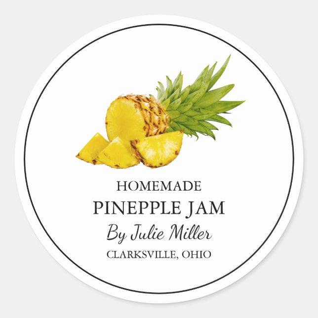 Simple Homemade Pineapple Jam Label (Front)