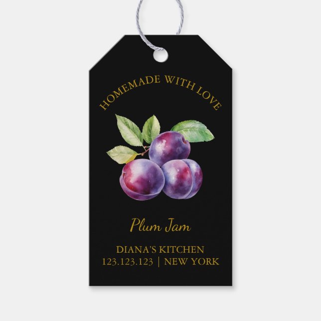 Simple Homemade Plum Jam Hang Tag l Black (Front)