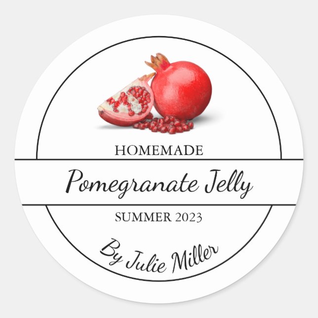 Simple Homemade Pomegranate Jelly Label (Front)