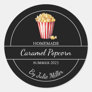 Simple Homemade Popcorn Label Black
