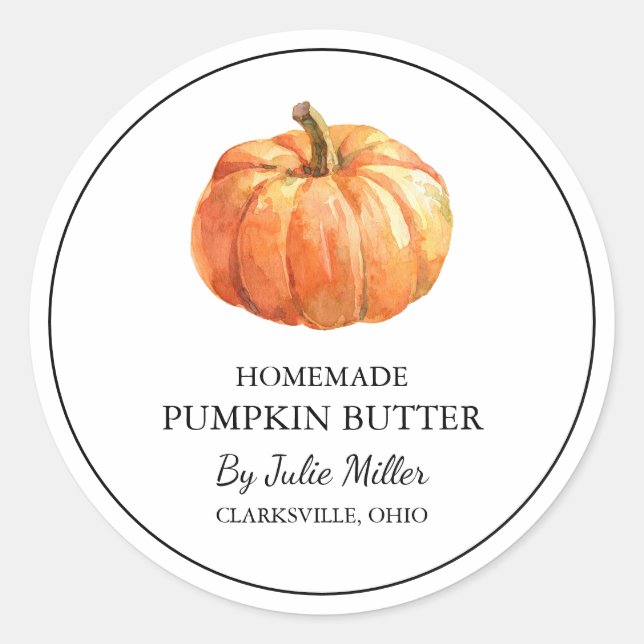 Simple Homemade Pumpkin Butter Label (Front)