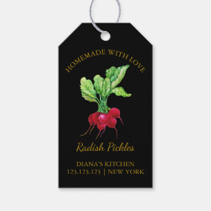 Simple Homemade Radish Pickle Hang Tag Black