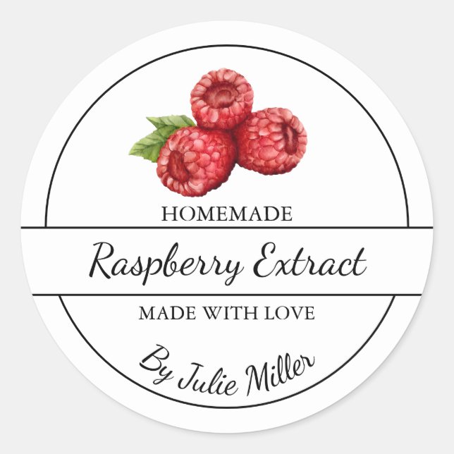 Simple Homemade Raspberry Extract Label (Front)