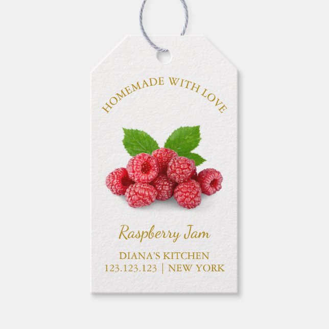 Simple Homemade Raspberry Jam Hang Tag l White (Front)