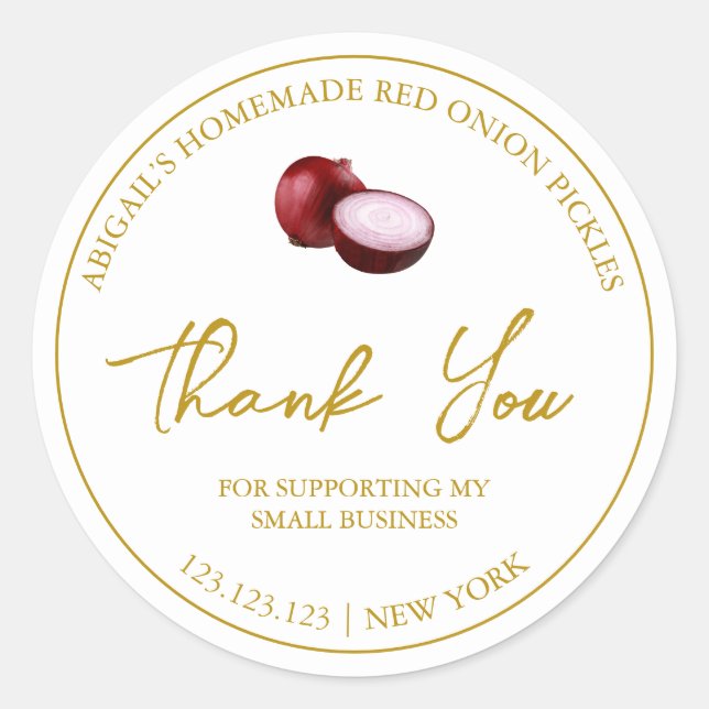 Simple Homemade Red onion Pickle Thank You Label (Front)