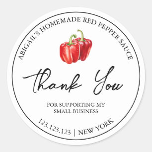 Simple Homemade Red Pepper Sauce Thank You Label