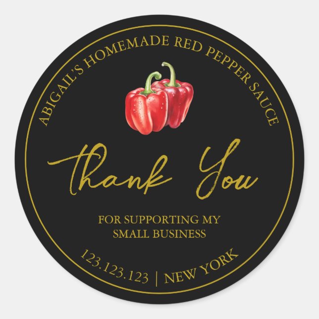 Simple Homemade Red Pepper Sauce Thank You Label (Front)