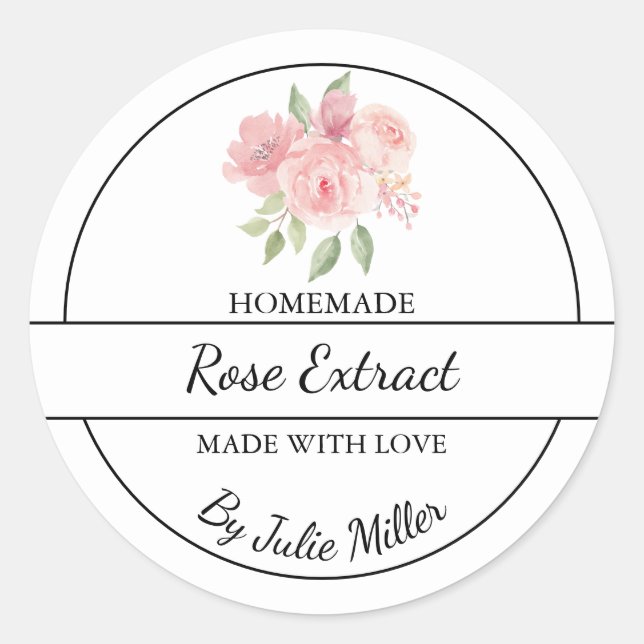 Simple Homemade Rose Extract Label (Front)