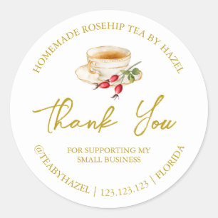 Simple Homemade Rosehip Tea Thank You Label