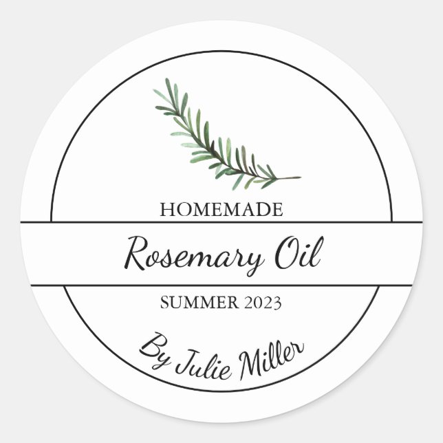 Simple Homemade Rosemary Oil Label (Front)