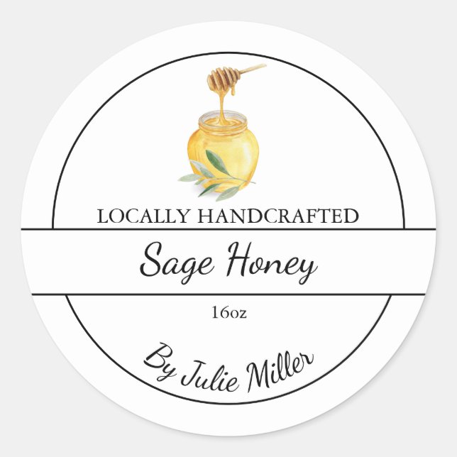 Simple Homemade Sage infused Honey Label (Front)