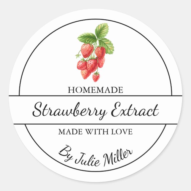 Simple Homemade Strawberry Extract Label (Front)