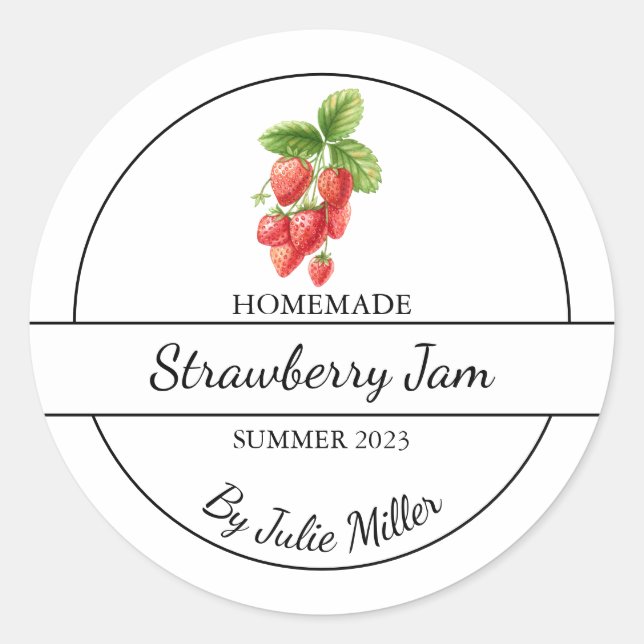 Simple Homemade Strawberry Jam Label (Front)