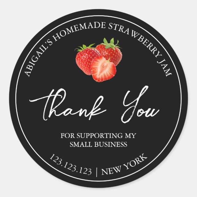Simple Homemade Strawberry Jam Thank You Label (Front)