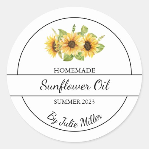 Simple Homemade Sunflower Oil Label