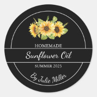Simple Homemade Sunflower Oil Label | Black