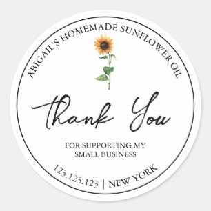 Simple Homemade Sunflower Oil Thank You Label