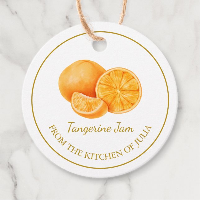 Simple Homemade Tangerine Jam Hang Tag l White (Front)