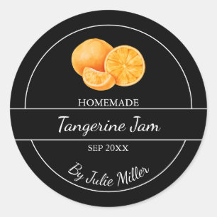 Simple Homemade Tangerine Jam Label Black