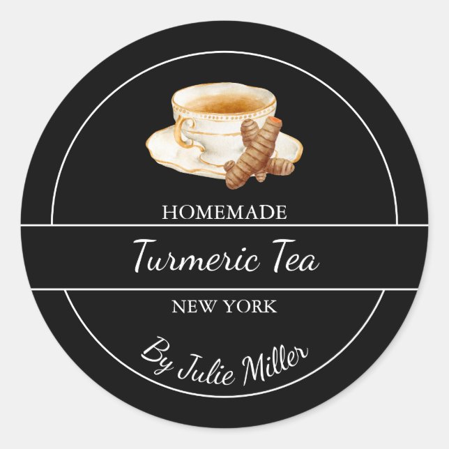 Simple Homemade Turmeric Tea Label (Front)