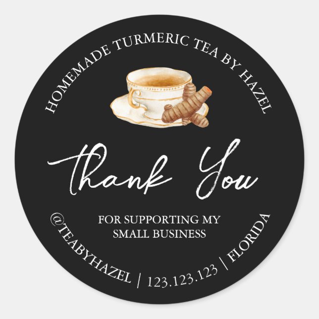 Simple Homemade Turmeric Tea Thank You Label (Front)