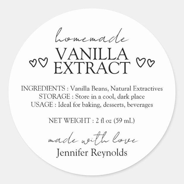 Simple Homemade Vanilla Extract with Instructions Classic Round Sticker