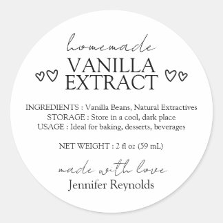 Simple Homemade Vanilla Extract with Instructions Classic Round Sticker