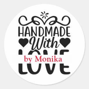 Simple Homemade With Love Personalized  Classic Round Sticker