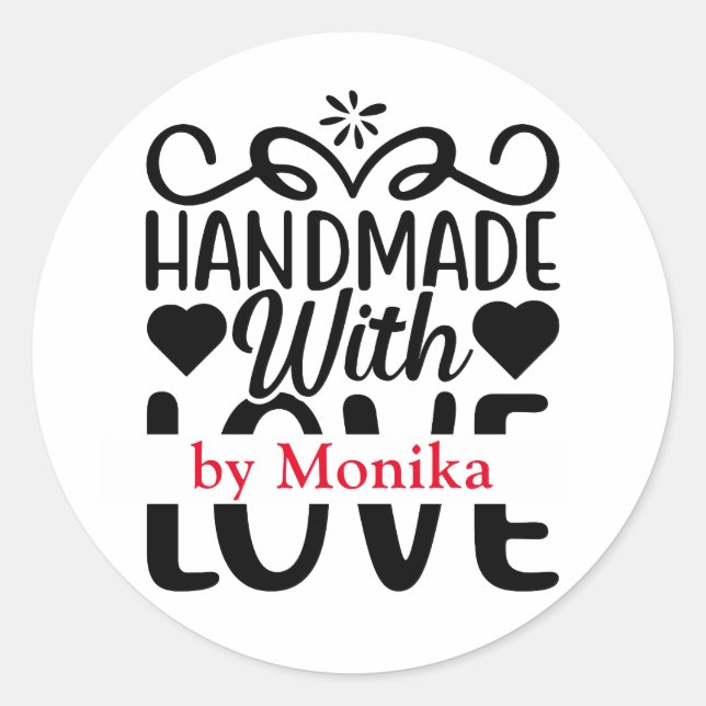 Simple Homemade With Love Personalized  Classic Round Sticker (Front)