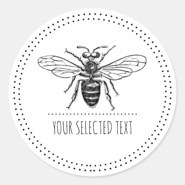 Simple Honey Bee Classic Round Sticker (Front)