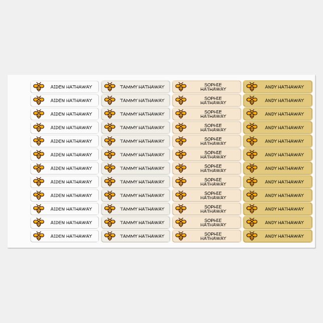 Simple Honey Bee Gold Kids' Laundry Labels (Sheet)