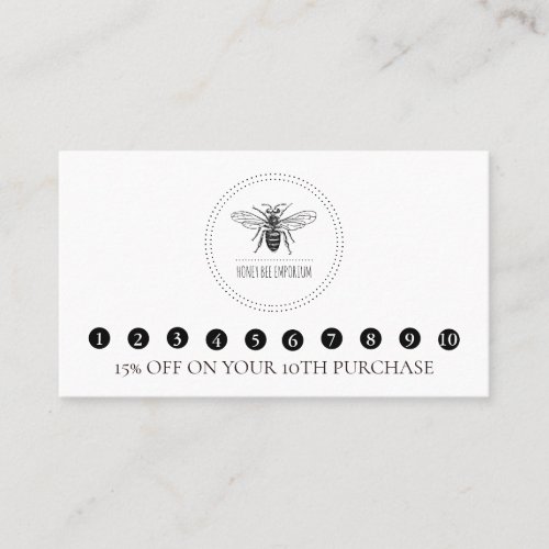 Simple Honey Bee Logo Beekeeper Apiary Loyalty Card