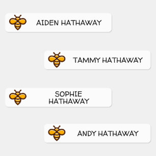 Simple Honey Bee White Kids' Laundry Labels