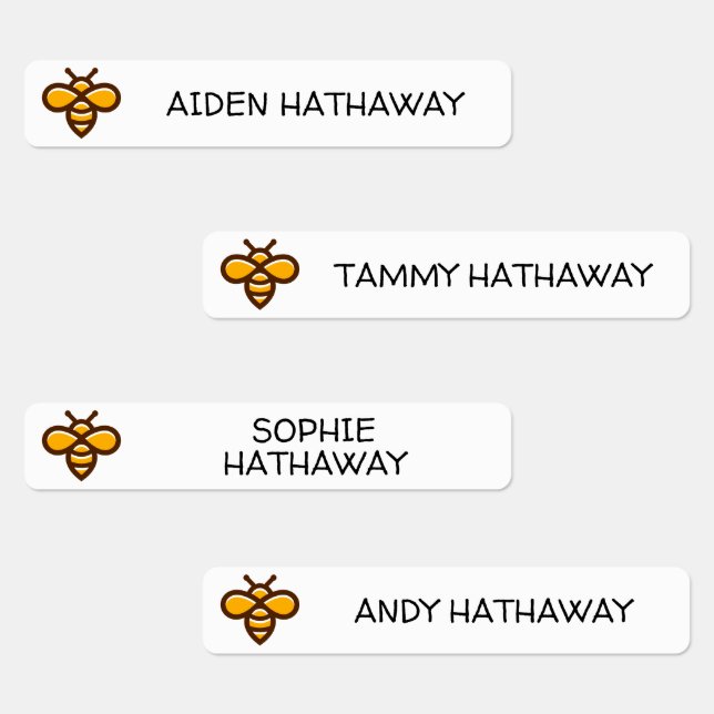 Simple Honey Bee White Kids' Laundry Labels (Group)