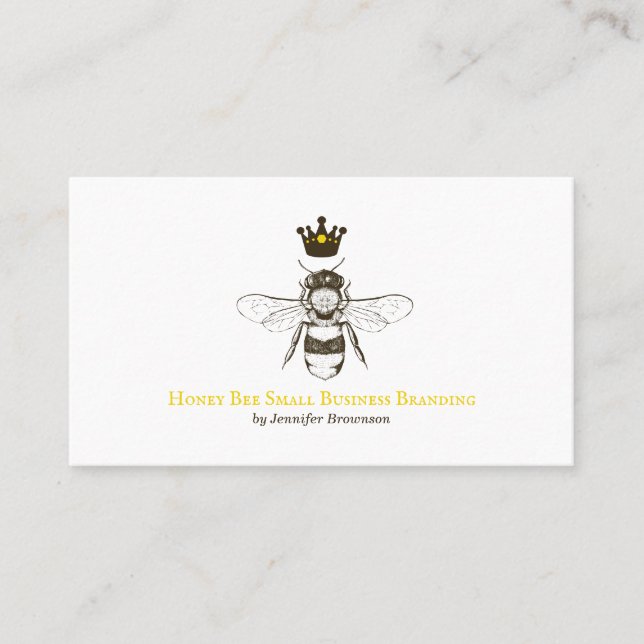 Simple Honeycomb Crown Queen Bee Business Card (Front)