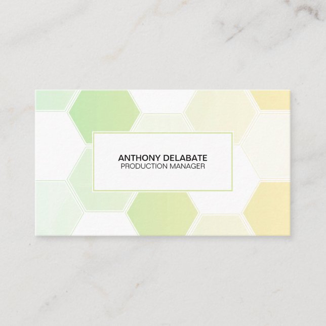 Simple Honeycomb Green and White Name Card (Front)