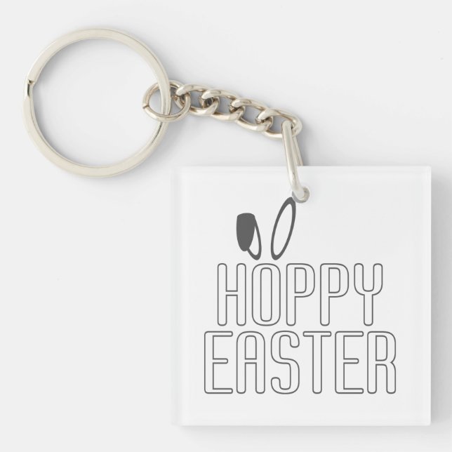 Simple Hoppy Easter Pun Typography | Keychain (Front)